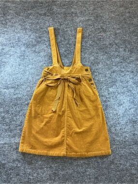 ModCloth Mustard Corduroy Overall Dress with Detachable Belt Size S